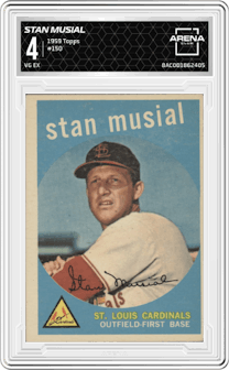 Stan Musial from the 1959 Topps set graded by Arena Club and given an overall grade of 4.