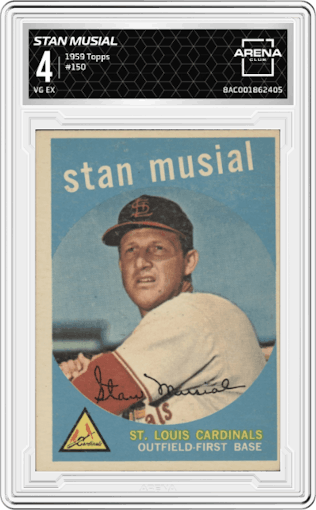 Stan Musial from the 1959 Topps set graded by Arena Club and given an overall grade of 4.
