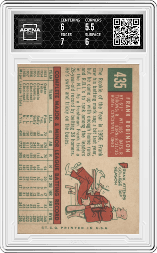 Frank Robinson from the 1959 Topps set graded by Arena Club and given an overall grade of 6.