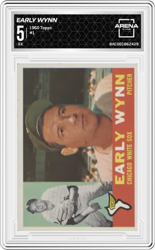 Early Wynn from the 1960 Topps set graded by Arena Club and given an overall grade of 5.