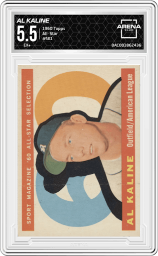 Al Kaline from the 1960 Topps set graded by Arena Club and given an overall grade of 5.5.