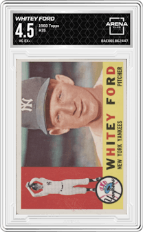 Whitey Ford  from the 1960 Topps set graded by Arena Club and given an overall grade of 4.5.