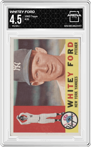 Whitey Ford  from the 1960 Topps set graded by Arena Club and given an overall grade of 4.5.