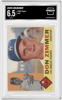 Don Zimmer from the 1960 Topps set graded by Arena Club and given an overall grade of 6.5.