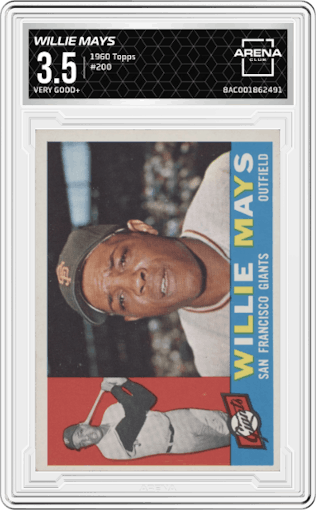 Willie Mays from the 1960 Topps set graded by Arena Club and given an overall grade of 3.5.