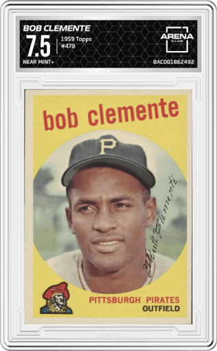Bob Clemente from the 1959 Topps set graded by Arena Club and given an overall grade of 7.5.