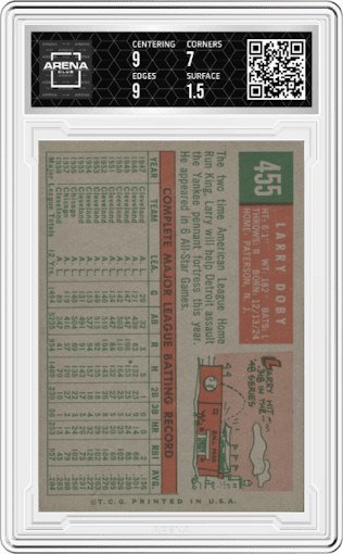 Larry Doby from the 1959 Topps set graded by Arena Club and given an overall grade of 2.