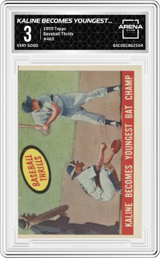 Kaline Becomes Youngest... from the 1959 Topps set graded by Arena Club and given an overall grade of 3.