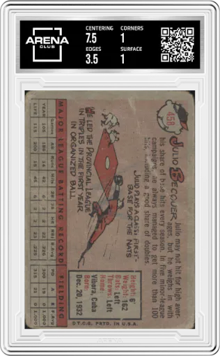 Julio Becquer from the 1958 Topps set graded by Arena Club.