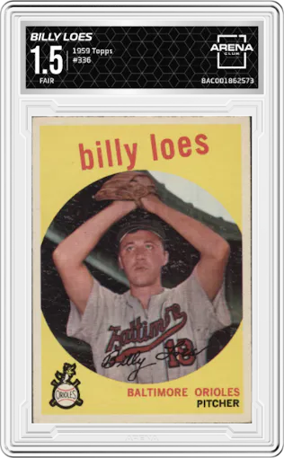 Billy Loes from the 1959 Topps set graded by Arena Club and given an overall grade of 1.5.
