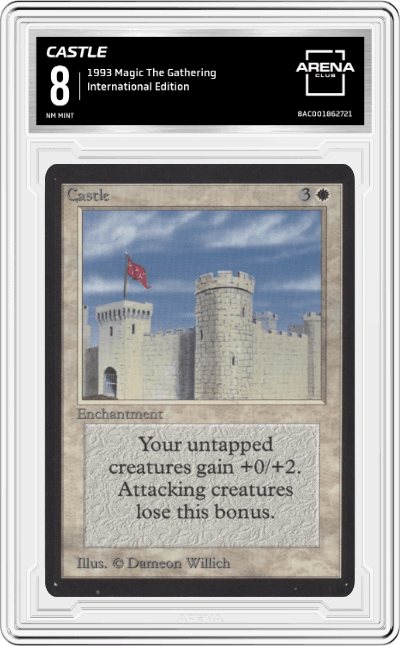 Castle from the 1993 Magic The Gathering set graded by Arena Club and given an overall grade of 8.