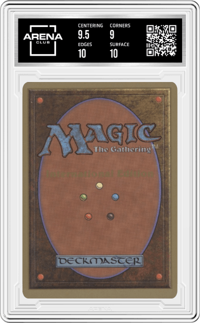 Farmstead from the 1993 Magic The Gathering set graded by Arena Club and given an overall grade of 9.5.