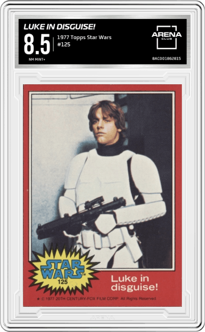 Luke in Disguise! from the 1977 Topps Star Wars  set graded by Arena Club and given an overall grade of 8.5.