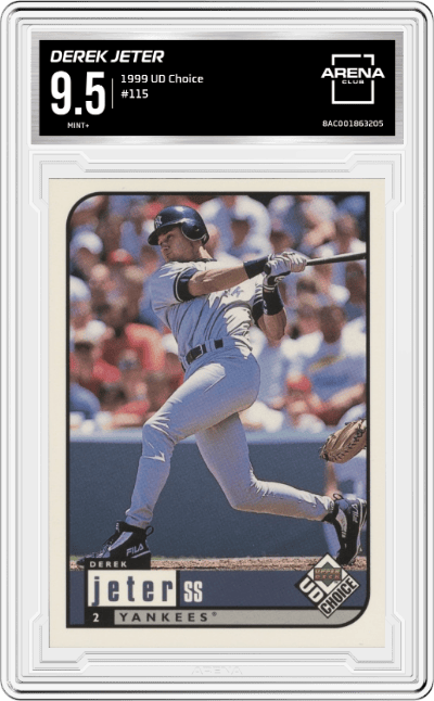 Derek Jeter from the 1999 UD Choice set graded by Arena Club and given an overall grade of 9.5.