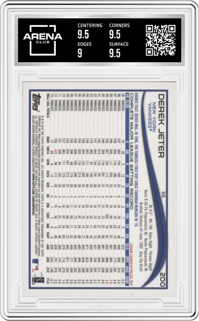 Derek Jeter from the 2014 Topps set graded by Arena Club and given an overall grade of 9.5.