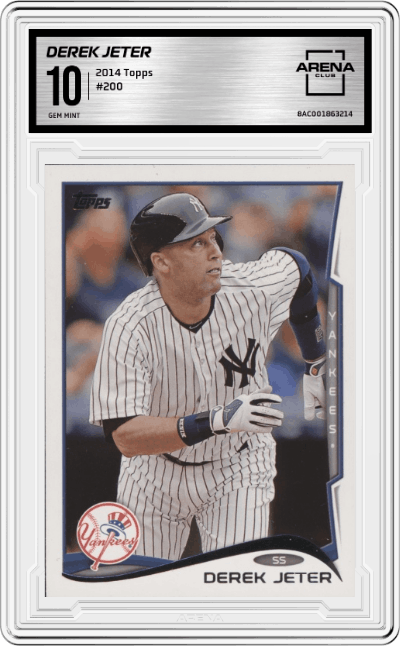 Derek Jeter from the 2014 Topps set graded by Arena Club and given an overall grade of 10.