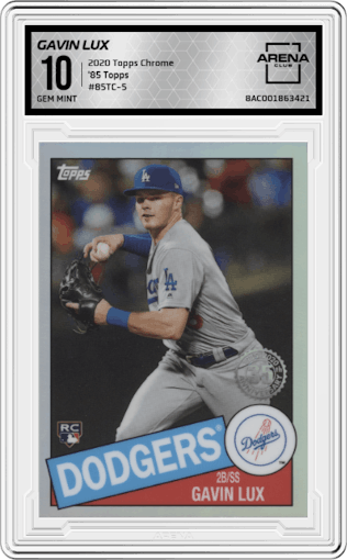 Gavin Lux from the 2020 Topps Chrome set graded by Arena Club and given an overall grade of 10.