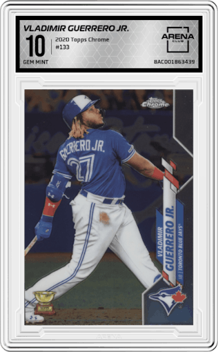 Vladimir Guerrero Jr. from the 2020 Topps Chrome set graded by Arena Club and given an overall grade of 10.