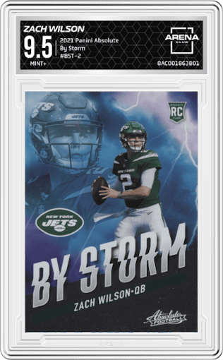 Zach Wilson from the 2021 Panini Absolute set graded by Arena Club and given an overall grade of 9.5.