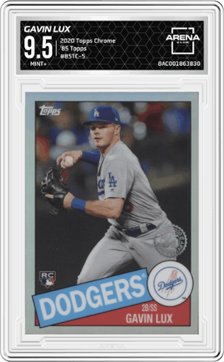Gavin Lux from the 2020 Topps Chrome set graded by Arena Club and given an overall grade of 9.5.