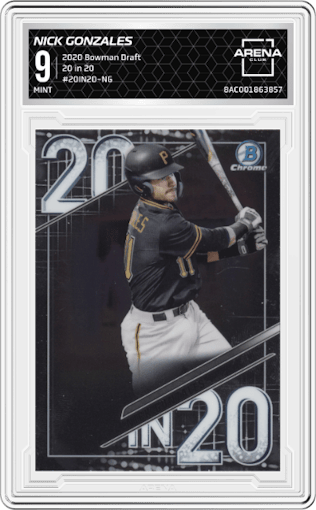 Nick Gonzales from the 2020 Bowman Draft set graded by Arena Club and given an overall grade of 9.