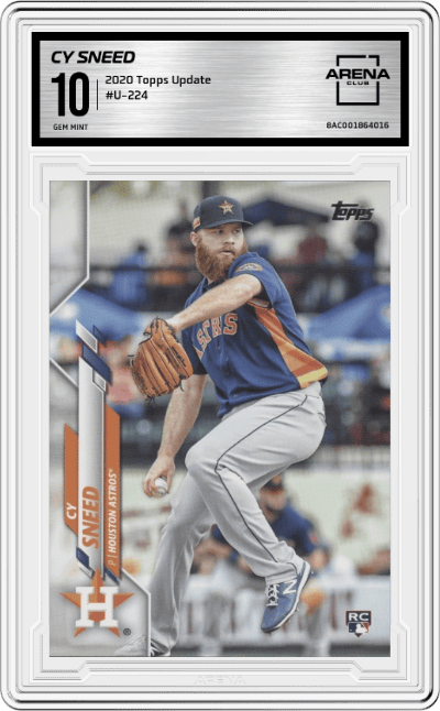 Cy Sneed from the 2020 Topps Update  set graded by Arena Club and given an overall grade of 10.