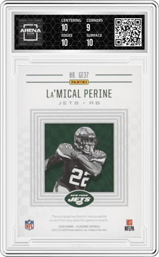 La’Mical Perine from the 2020 Panini Illusions set graded by Arena Club and given an overall grade of 9.5.