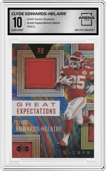 Clyde Edwards-Helaire from the 2020 Panini Illusions set graded by Arena Club and given an overall grade of 10.