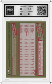 Vladimir Guerrero Jr. from the 2020 Topps Chrome set graded by Arena Club and given an overall grade of 10.