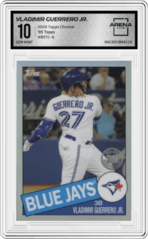 Vladimir Guerrero Jr. from the 2020 Topps Chrome set graded by Arena Club and given an overall grade of 10.