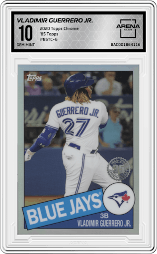 Vladimir Guerrero Jr. from the 2020 Topps Chrome set graded by Arena Club and given an overall grade of 10.
