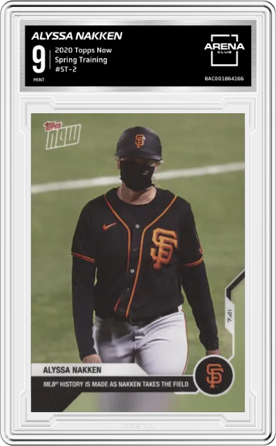 Alyssa Nakken from the  2020 Topps Now  set graded by Arena Club and given an overall grade of 9.