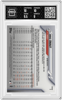 Mike Trout from the 2020 Topps Chrome set graded by Arena Club and given an overall grade of 9.5.