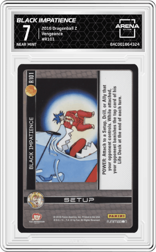 Black Impatience from the 2016 Dragonball Z set graded by Arena Club and given an overall grade of 7.