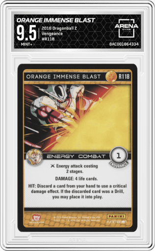 Orange Immense Blast from the 2016 Dragonball Z set graded by Arena Club and given an overall grade of 9.5.