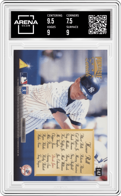 Derek Jeter from the 1996 Zenith set graded by Arena Club and given an overall grade of 8.