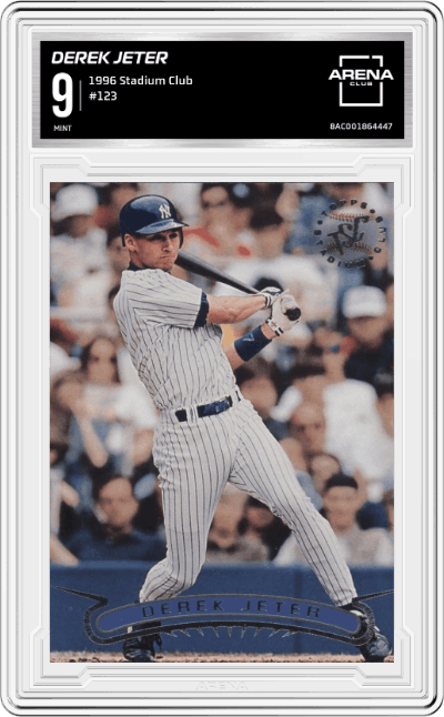 Derek Jeter from the 1996 Stadium Club set graded by Arena Club and given an overall grade of 9.
