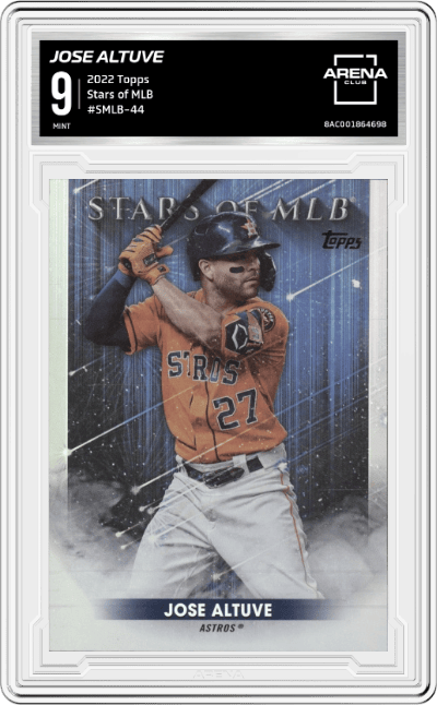 Jose Altuve from the 2022 Topps set graded by Arena Club and given an overall grade of 9.