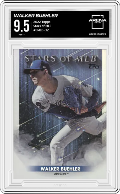 Walker Buehler from the 2022 Topps set graded by Arena Club and given an overall grade of 9.5.