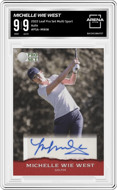 Michelle Wie West from the 2022 Leaf Pro Set Multi Sport set graded by Arena Club and given an overall grade of 9.