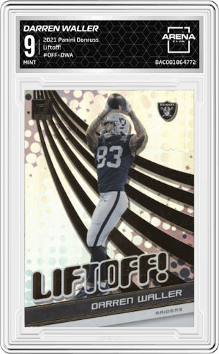 Darren Waller from the 2021 Panini Donruss set graded by Arena Club and given an overall grade of 9.
