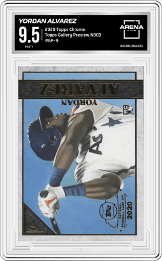 Yordan Alvarez from the 2020 Topps Chrome set graded by Arena Club and given an overall grade of 9.5.