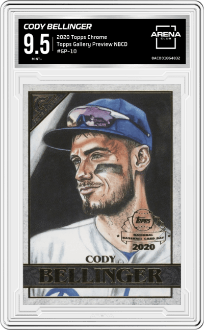 Cody Bellinger from the 2020 Topps Chrome set graded by Arena Club and given an overall grade of 9.5.