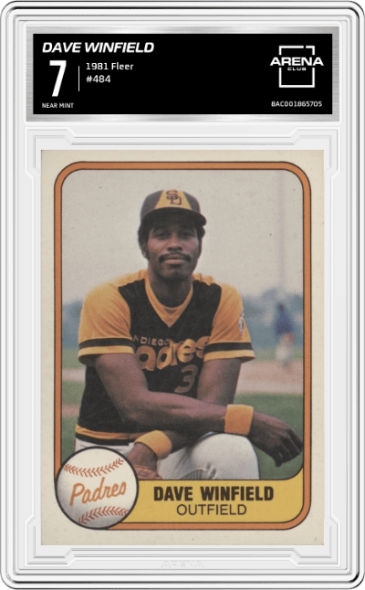 Dave Winfield from the 1981 Fleer set graded by Arena Club and given an overall grade of 7.