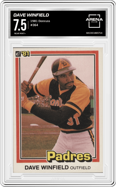 Dave  Winfield from the 1981 Donruss set graded by Arena Club and given an overall grade of 7.5.
