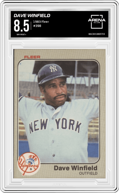 Dave Winfield from the 1983 Fleer  set graded by Arena Club and given an overall grade of 8.5.