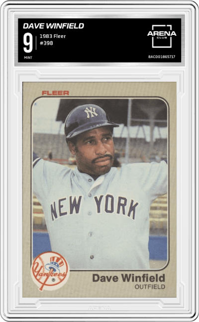 Dave Winfield from the 1983 Fleer  set graded by Arena Club and given an overall grade of 9.