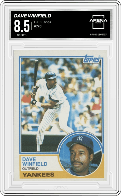 Dave Winfield  from the 1983 Topps set graded by Arena Club and given an overall grade of 8.5.
