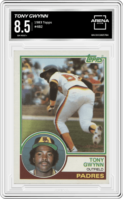 Tony Gwynn from the 1983 Topps set graded by Arena Club and given an overall grade of 8.5.