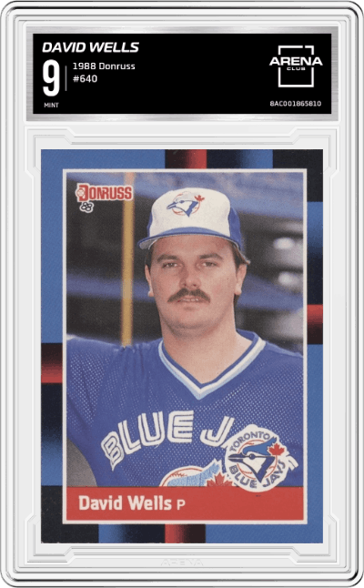 David Wells from the 1988 Donruss set graded by Arena Club and given an overall grade of 9.